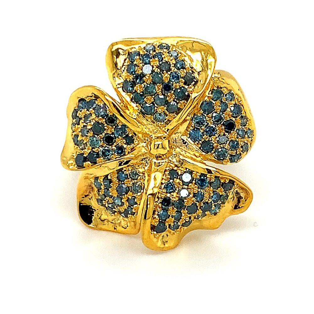Blue Diamond 1.40ct Solid 14K Yellow Gold Ring